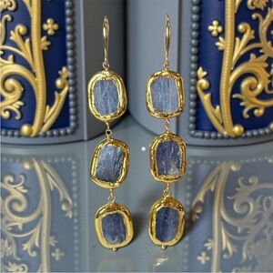 Elegant Gold and Kyanite Dangle Earrings